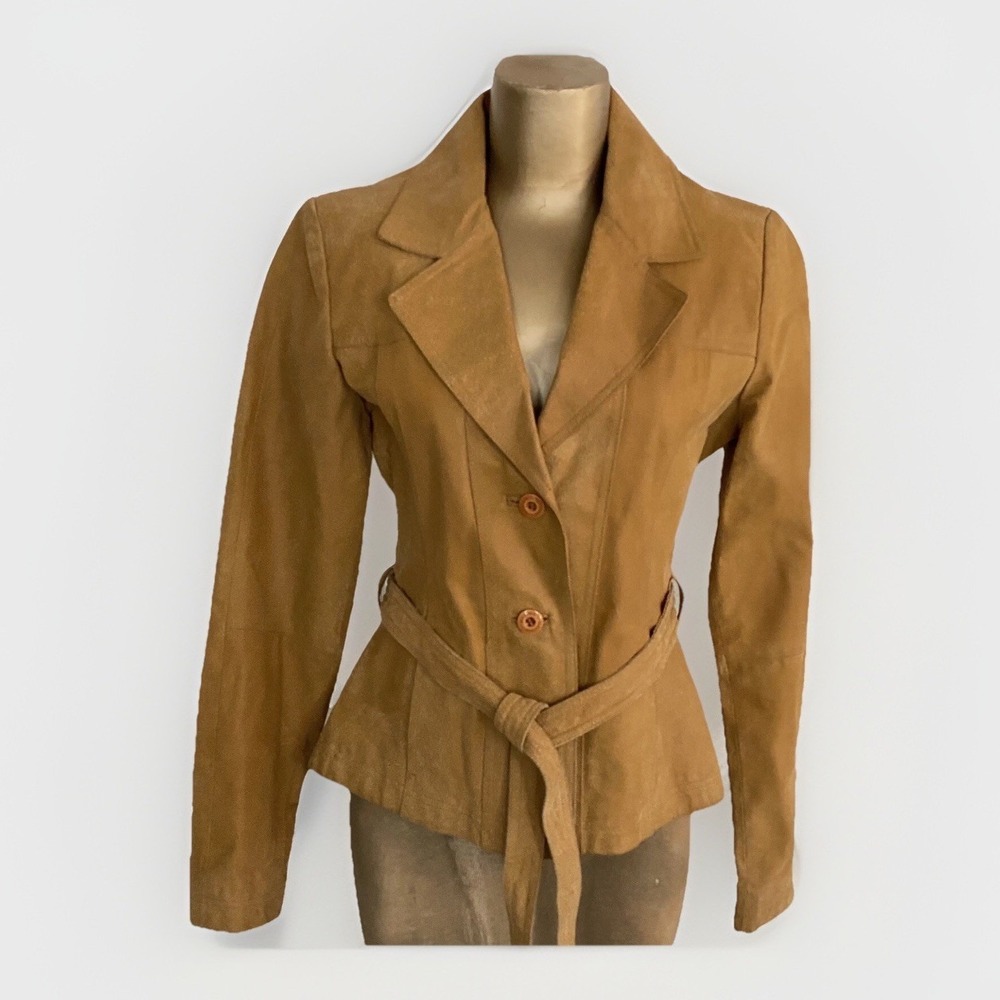 Wilson's Leather Maxima Women's Vintage Honey Tan Leather Belted Jacket Size S